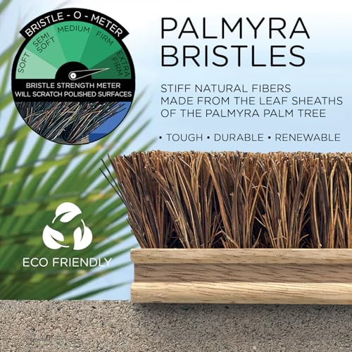Image of LOLA Deck Scrub Brush, 9 inch x 3.5 inch Head w /Palmyra Bristles for Outdoor Cleaning, Removes Dirt & Grime from Patios, Decks, Grout, 1 Count