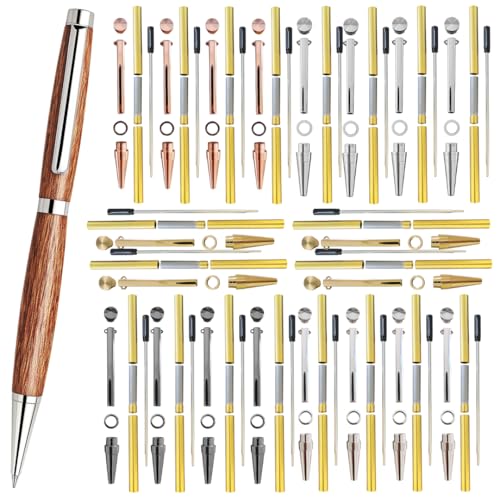 Barn Ridge Woodcraft 20 Pack Slimline Pen Kit 7mm Wood Turning Twist Pen Kits with Refills Brass Hardware & 5 Finishes for DIY Lathe Turning Gifts for Teachers Students & Woodworkers