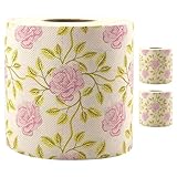Alipis Papel Higiénico Decorativo de Bambú 3 Rollos Estampado Floral de Rosas, Papel WC Impreso para Baño Festivo, Servilletas Ecológicas Suaves y Naturales