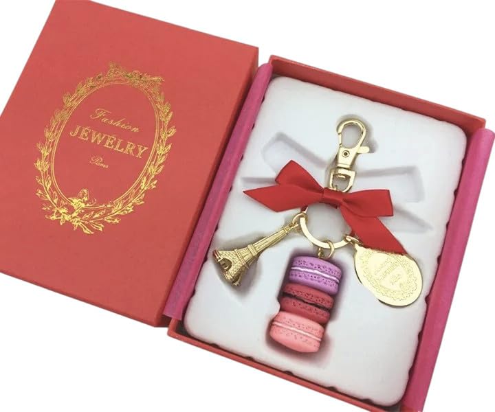 Macaron Eiffel Tower pendant key chains for women/girls - Main Image