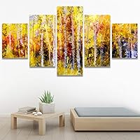 SIGNWIN 5 Panel Canvas Wall Art Modern Art Forest Multicolor Photography Relax/Calm Romantics Scenic for Home Decorations Ready to Hang - 60