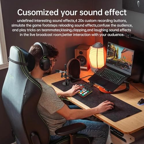 Yinker Gaming Audio Mixer Professioneller RGB Audio Soundmixer für Streamer und Content Creator 6 Benutzerdefinierter Sound
