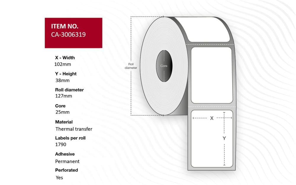 Capture CA-3006319 Label 102 x 38mm. Core 25mm.