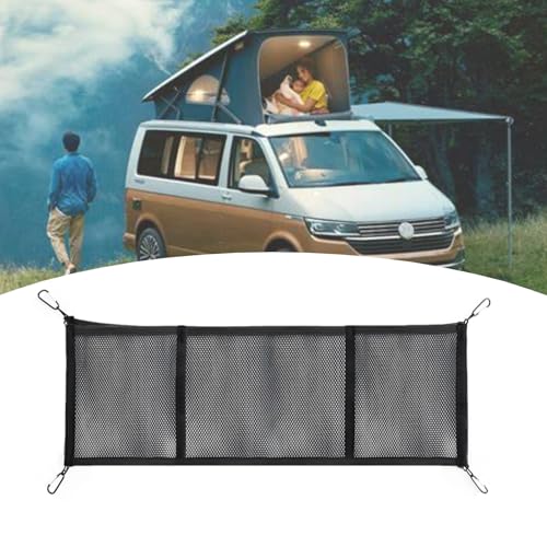 POPUBBY Rete Portaoggetti Auto per tetto di installazione VW T5 T6, Nylon Elastico Rete Portaoggetti Tasca Oganizer Portaoggetti Universale per Tettuccio Auto con 4 ganci