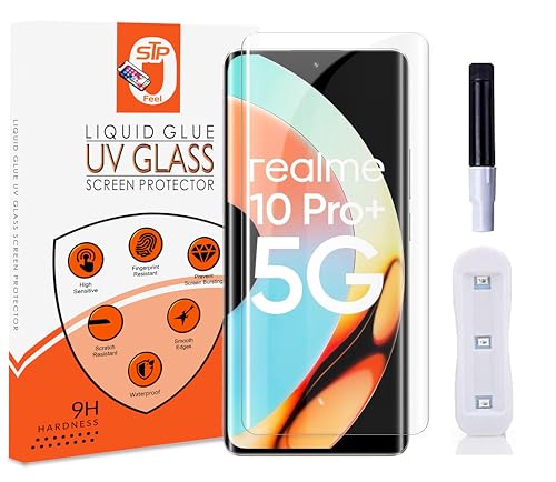 Image of STP FEEL Uv Tempered Glass Screen Protector For Realme 10 Pro Plus /Realme 11 Pro /Realme 11 Pro Plus (6.7 Inch) Full Adhesive Uv Glue Curved Edge To Edge Case Friendly Hd Clarity