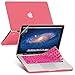 GMYLE 3 in 1 Pink Rubberized Coating Hard Slim Cover Case + Clear LCD Screen Protector + Pink Silicone Keyboard Cover Package