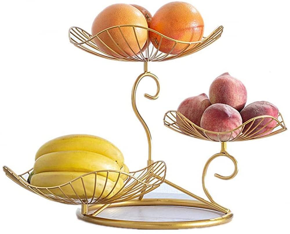VHJdtE Fruit platters, 1x Three-Tier Wire Basket for Save Space for Dining Decoration