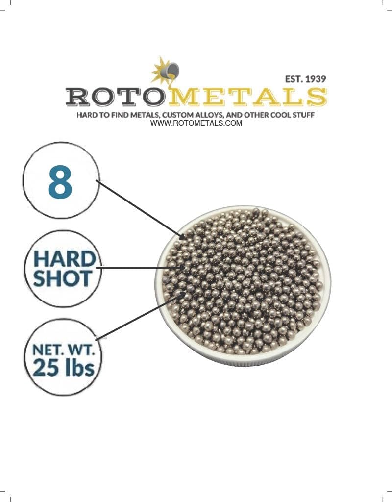 Roto Metals Lead Shot #8 - Bulk Lead Shot for Reloading Ballast Weights Shooting Sled Scuba Lead Shot Weight Lead Ball Shot Heavy Duty Lead Balls Lead Shots - 25lb Lead Shot Bag