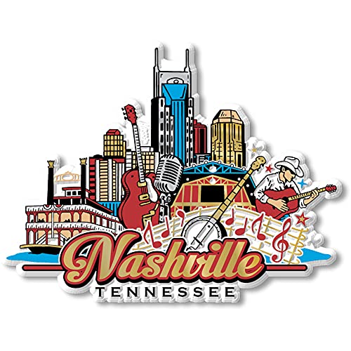 Nashville City Collage Magnet by Classic Magnets, 3D Rubber Vintage-Style Collectible Souvenirs and Gifts Made in The USA, 4″ x 3.5″