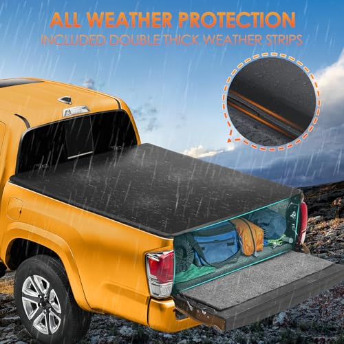 Image of Nilight Soft Tri-Fold Tonneau Cover for Toyota Tacoma 2016-2023 6ft Bed | Fold-Up Truck Bed Cover and Pickup Cargo Cover Compatible with Toyota Tacoma 2016-2023 6ft Bed