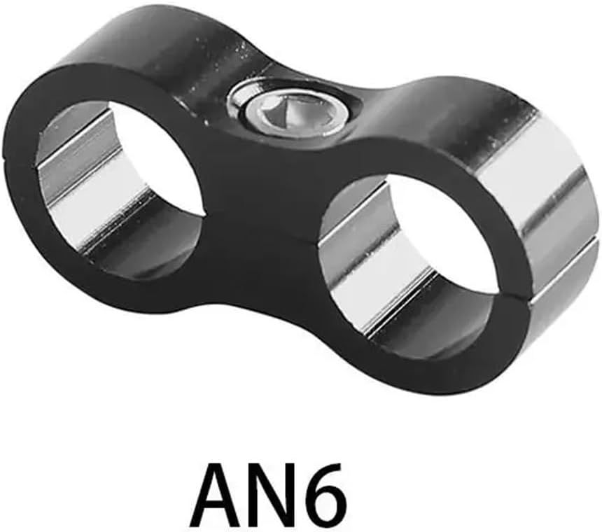 Spark Plug Wire Holder 10pcs Double Hole Oil Line Clamp Universal Hose Separator Aluminum Alloy AN4/AN6/AN8/AN10 Divider Braid Fuel Clam(Black-AN6)