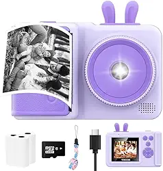 Câmera infantil com impressão instantânea, câmera instantânea 1080p para crianças que imprimem fotos, presentes de aniversário de Natal para meninas, brinquedo de câmera digital para meninos de 3, 4