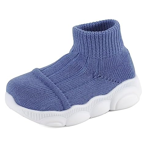 Cheerful Mario Toddlers First Walking Shoes 1-4 T Baby Boys Girls Sneakers Sock Shoes Breathable Flexible Antislip Sole Blue 4 UK Child Cover
