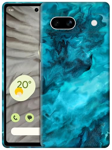 Coque Google Pixel 7a GlamCase en plastique rigide bleu sarcelle marbré
