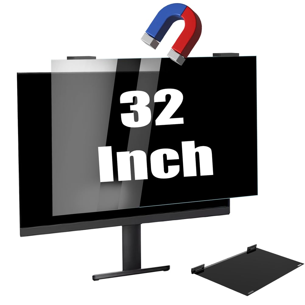 Pantalla De Privacidad para Computadora Magnética De 32 Pulgadas, Filtro Colgante Ultradelgado para Monitor Sin Marco 16:9, Protección Ocular Desmontable Contra Luz Azul Y Antirreflejo