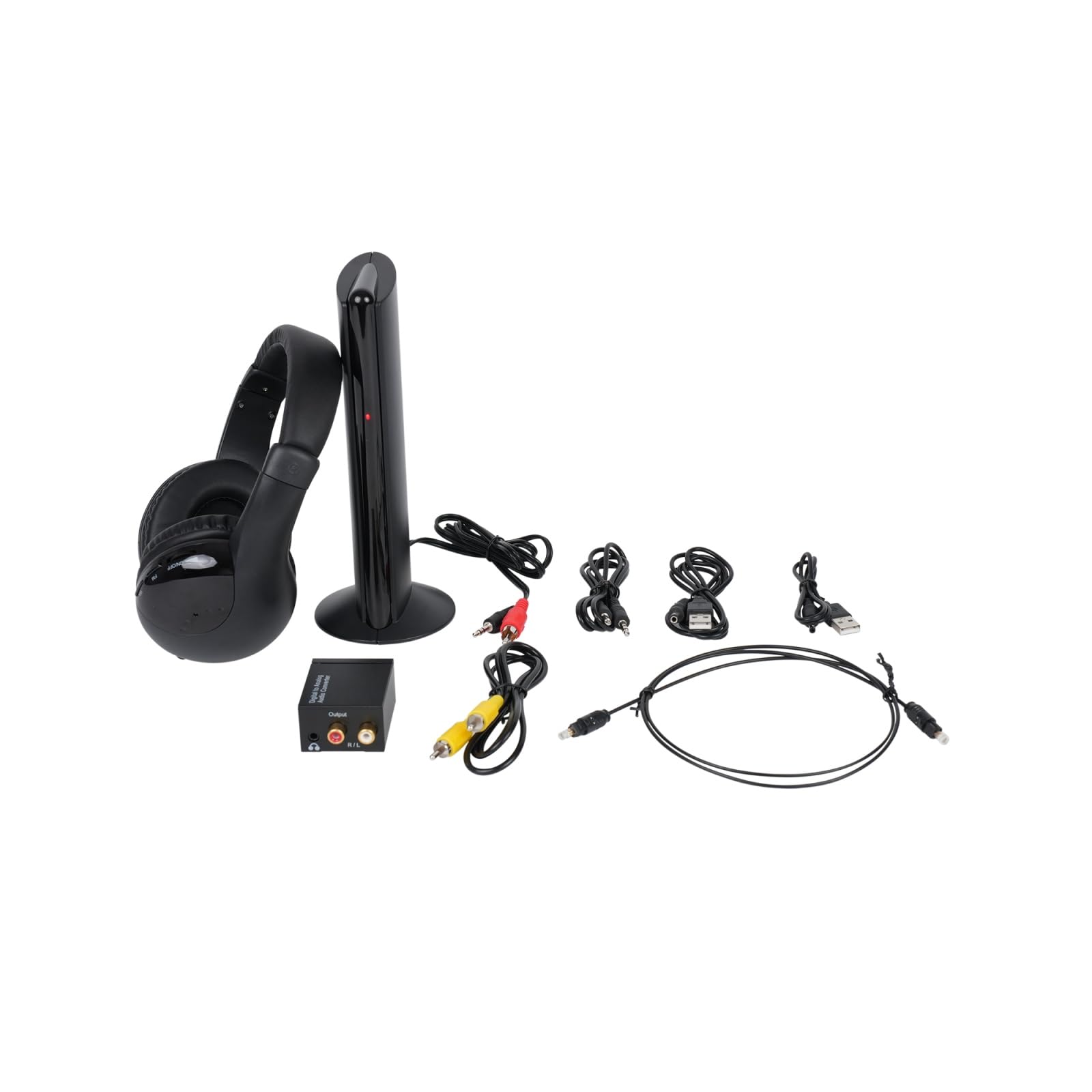 Cuffie TV senza fili, radio FM e monitor, cuffie senza fili con decodificatore digitale, cuffie over-ear per adulti e anziani, compatibili con computer TV