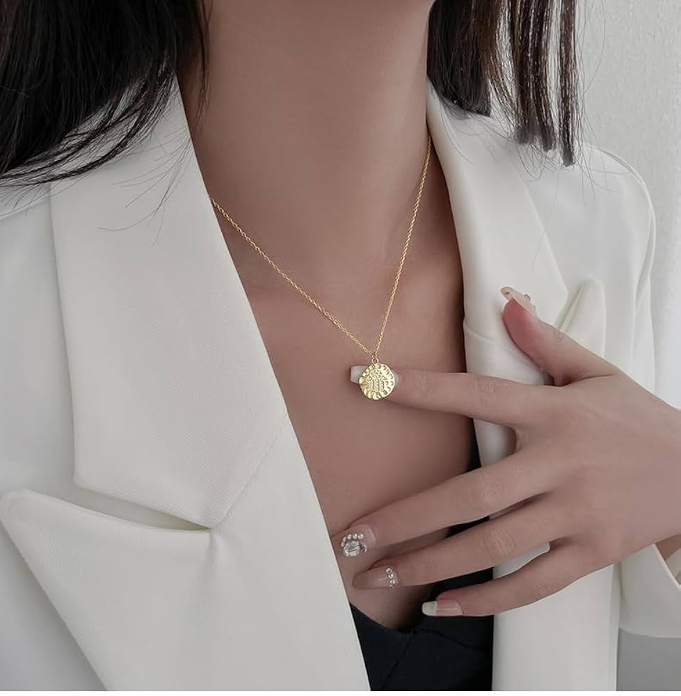 Amazon.com: 925 sterling silver necklace coin shape round