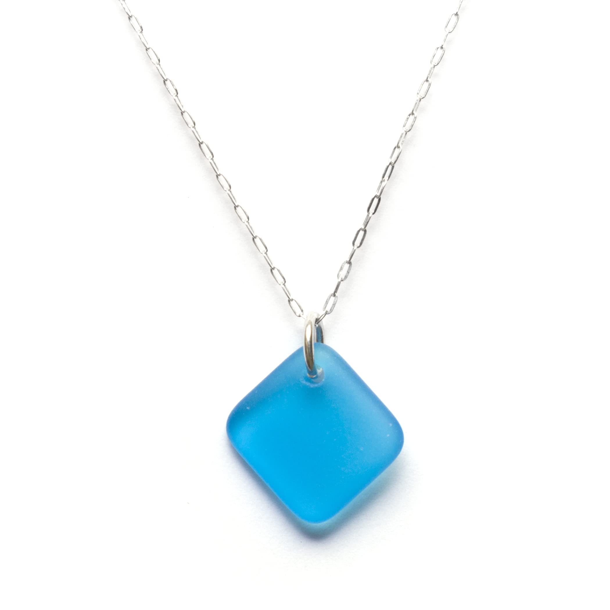 Delicate Diamond Pendant Sea Glass Necklace