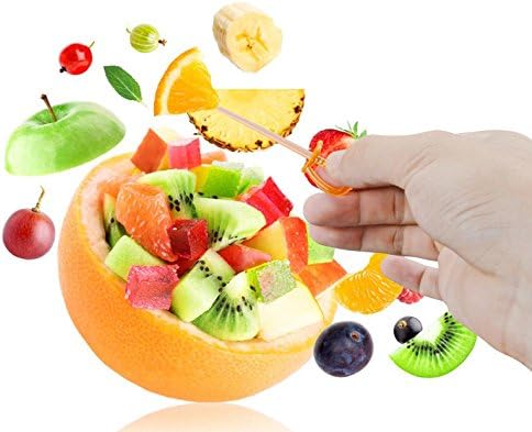 3.35 Inch Plastic Sword Picks Food Toothpicks Fruit Fork Cocktail Sticks, Multicolor, 100 Count