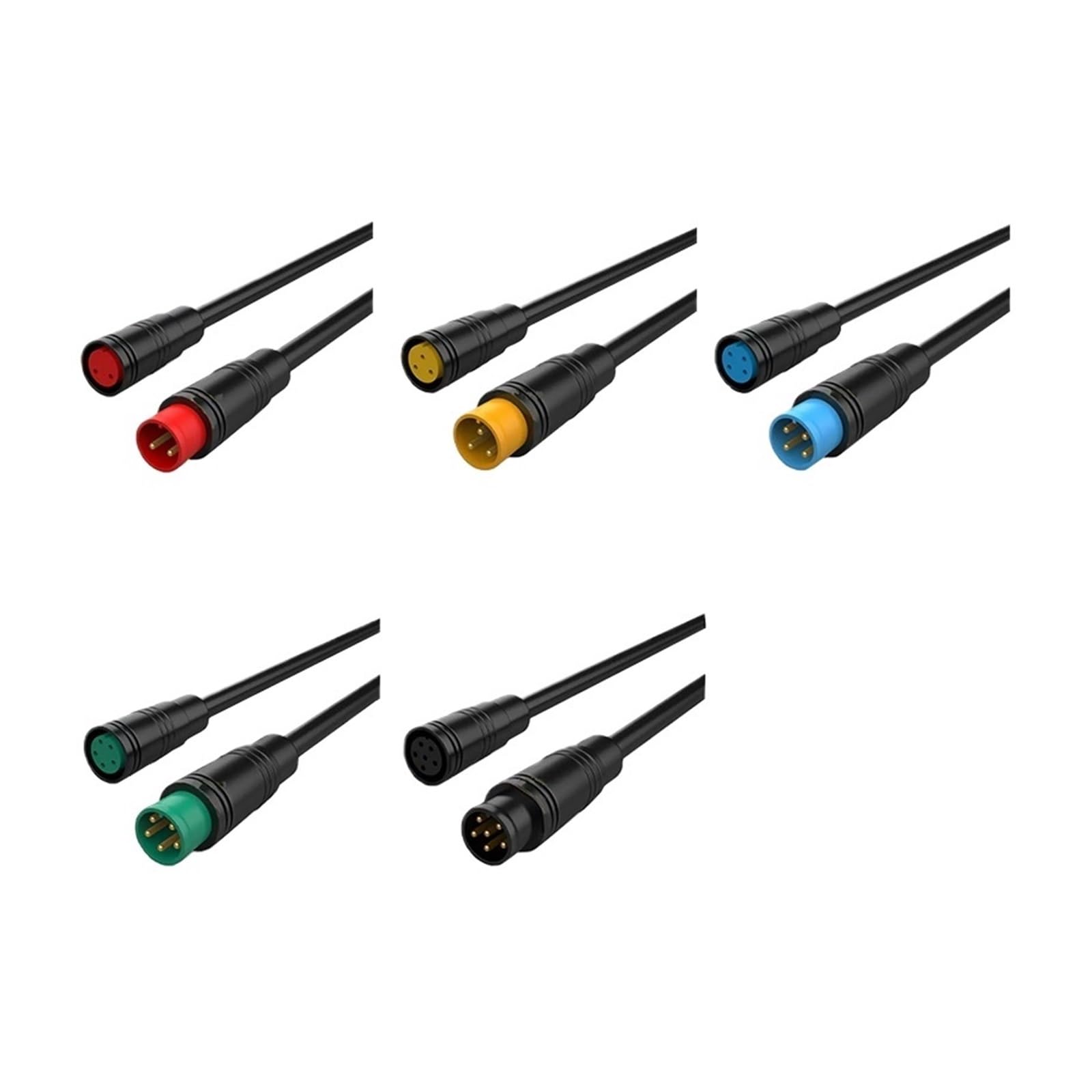 Lot de 5/10/100 connecteurs de capteur M6/M8 à 2/3/4/5/6 broches, extrémité droite, mâle/femelle, for écran de vélo électrique avec câble de 20 cm(M8 Male Female,100 SETS_2P)