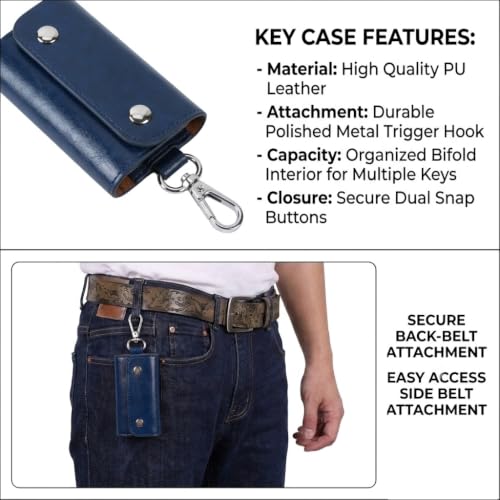 Image of Leather Key Pouch Keychain for Men & Women - Key Holder Wallet with Key Ring | Compact Key Organizer Case for Car Keys, House Keys & Coins | Small Leather Key Wallet Pouch