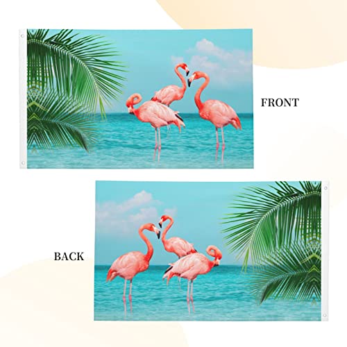 Fiokroo Flamingos Standing In Clear Blue Sea Flag 3X5 Ft Outdoor Polyester Garden Flag Sea Beach Theme Double Sided Banner For Yard Lawn Porch Balcony Home Decorations #TOP2