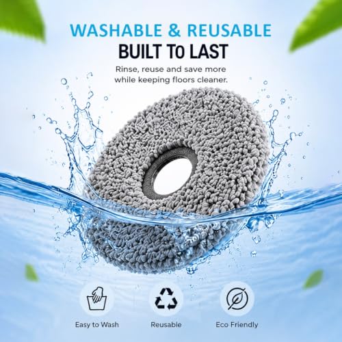 Image of Replacement Mop Pads Compatible with DEEBOT X1 Omni, X1 Turbo, T20 Omni,T10 Omni, X2 Omni T30S, N30 Omni & M12 Pro+ Robot Vacuums | Washable Microfiber Cleaning Pads | 2 Pcs