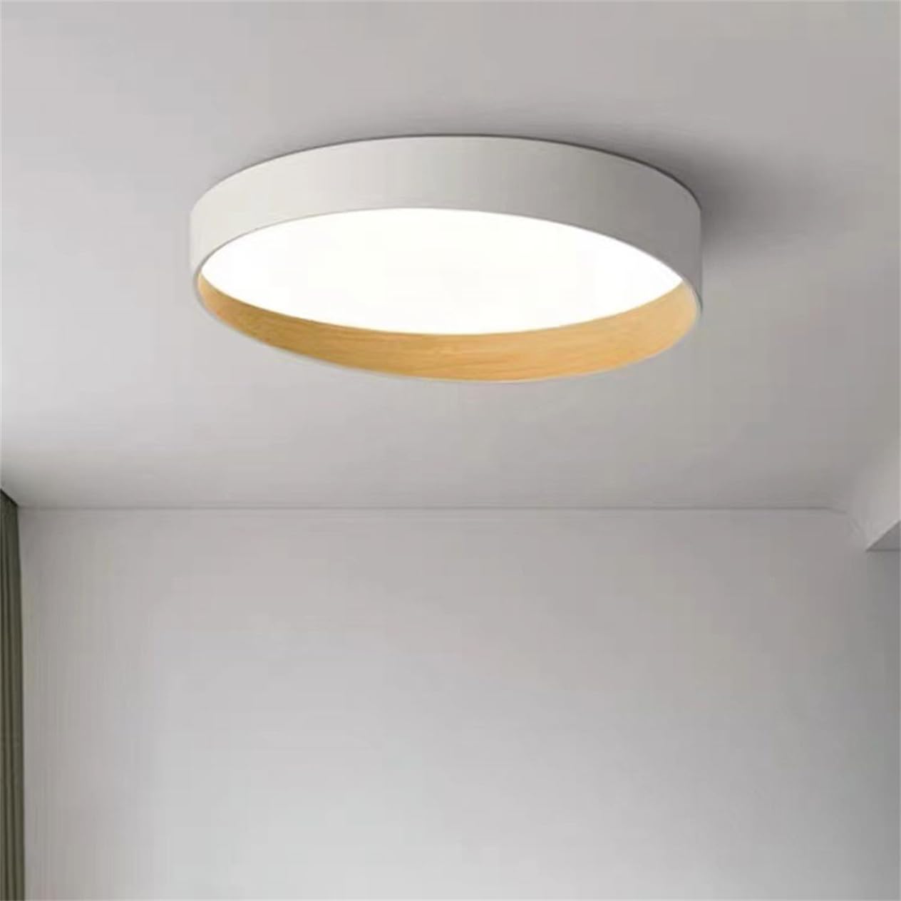 Nowoczesna i minimalistyczna czarna lampa sufitowa LED do sypialni | Okrągła lampa sufitowa LED 50 cm, 36 W, z abażurem akrylowym 3CCT, prosta i podtynkowa. Idealny do jadalni i salonu.