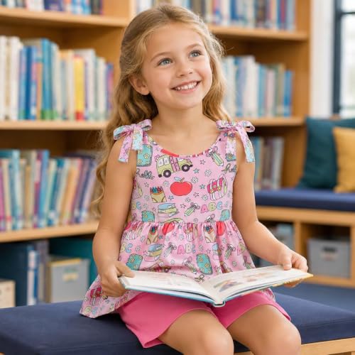 Image of Toddler Girls Clothes Summer Short Set Outfit Tie Knot Shoulder Sleeveless Ruffle Tops and Shorts 2PC Clothing Set