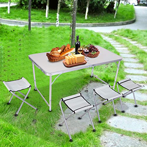 Table de camping pliante robuste avec 4 chaises pour repas facile - 3