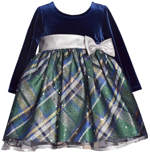 Bonnie Jean Baby Girls 3M-4T Velvet Taffeta Plaid Christmas Dress