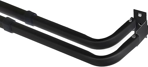 Barra de cortina ajustable blanca doble estándar duradera incluida (negro, 66"-120")