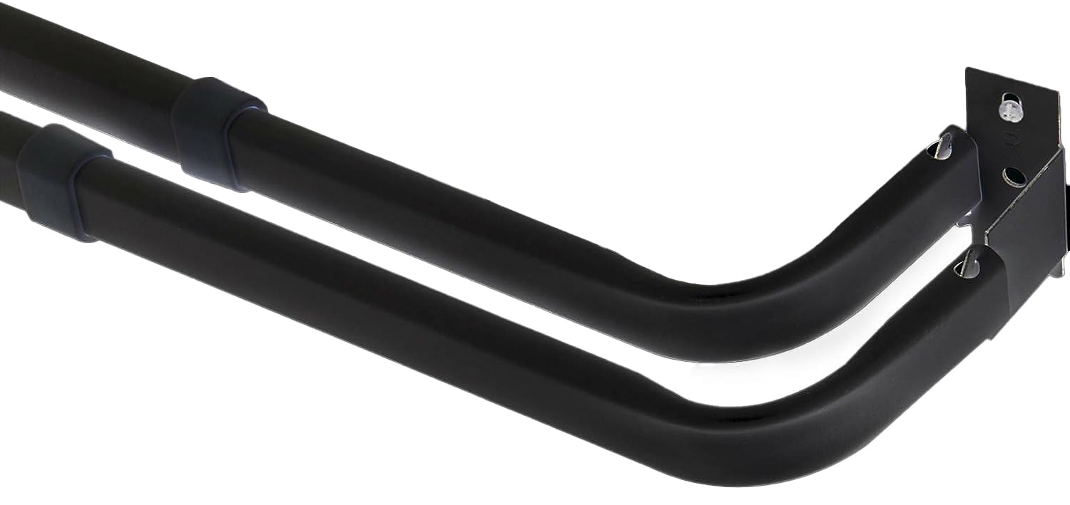 Yafa Home Fashion Durable Double Standard White Adjustable Curtain Rod Hardware Included (Black, 66"-120")