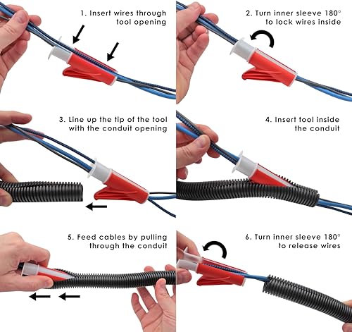 Electriduct Wire Loom Cable Insertion Tool for 3/8\" to 1/2\" Conduit Sleeving Installation - Model CM08 - Thumbnail 3