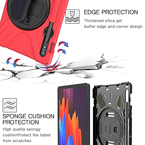 Funda Samsung Tab S8 con soporte giratorio 360 y asa de mano color rojo 2