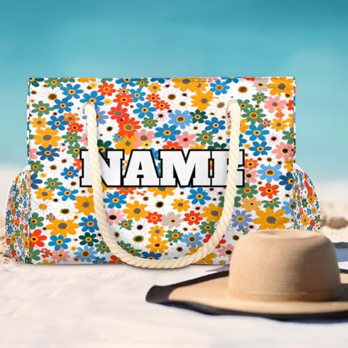 Personalized Beach Bag for Women, Large Beach Tote Bags, Waterproof Sandproof Pool Swim Bags with Zipper3