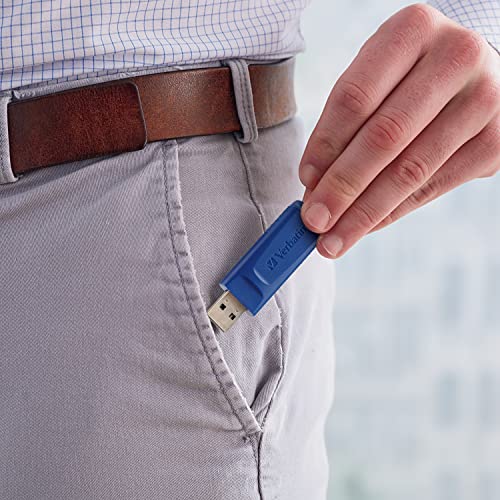 Image of Verbatim 8GB Retractable USB 2.0 Flash Thumb Drive with Microban Antimicrobial Product Protection - Five Pack Blue (Pack of 2)