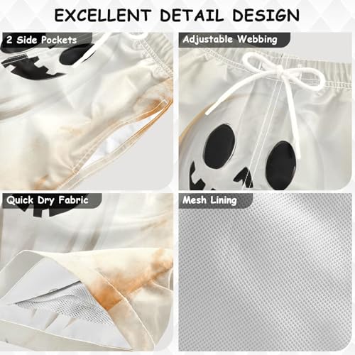 Pigsaly Boys' Swim Board Shorts Autumn Cute Halloween White Ghost Boy's Swim Trunks Kids Swimwear 5T3