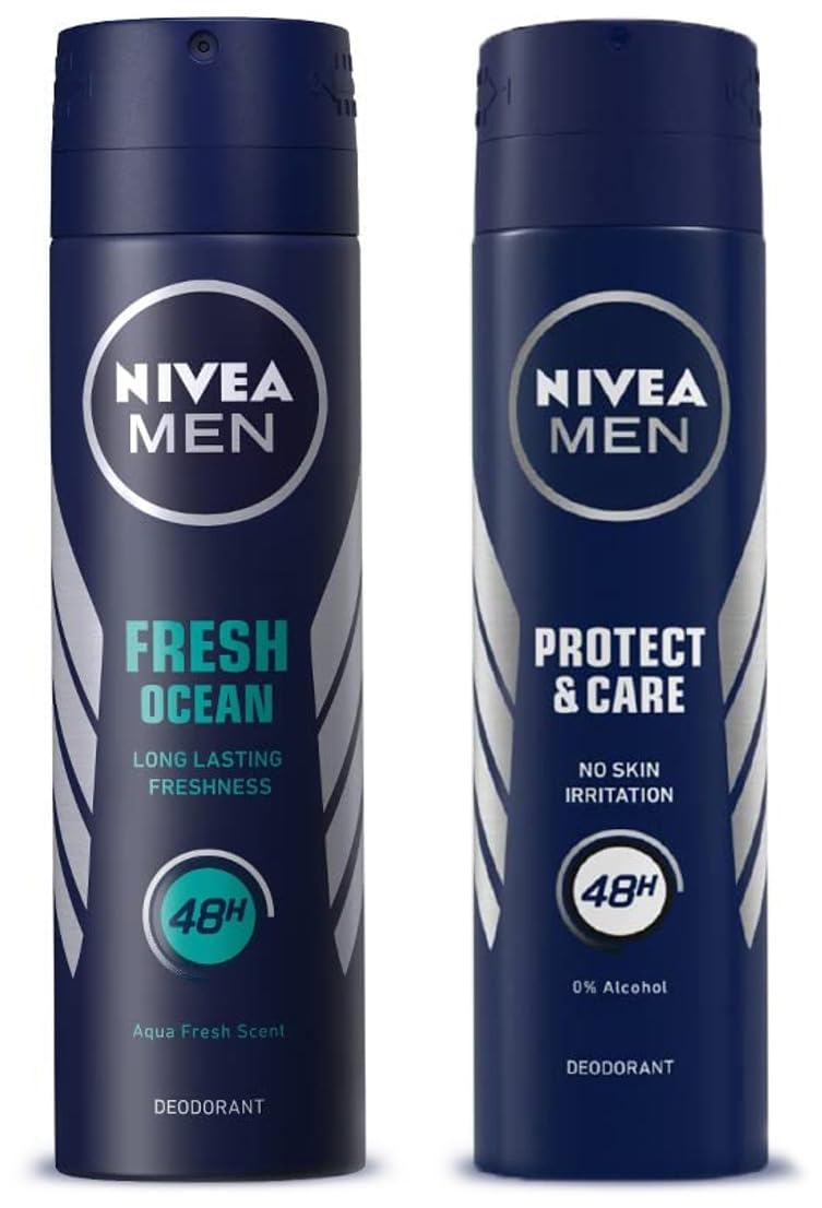 Nivea Men Deodorant Spray, Protect & Care, No Skin Irritation & 48H Freshness, 150 Ml And Deodorant Spray, Fresh Ocean, 48H Long Lasting Freshness With Fresh Aqua Scent, 150 Ml, Pack Of 1-image-34