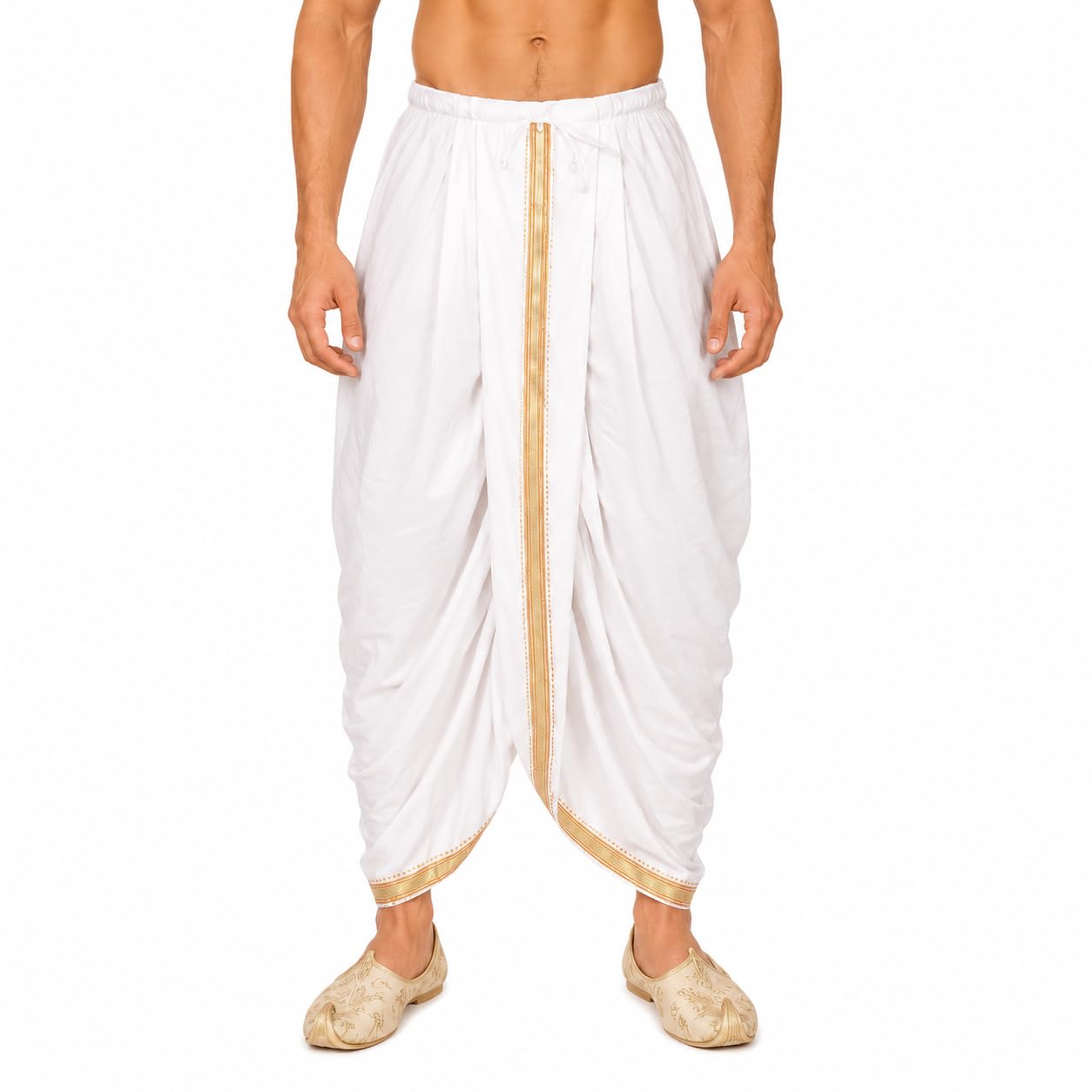 Men’s Readymade Rayon Dhoti with Zari Border, 42-Inch-picture-31