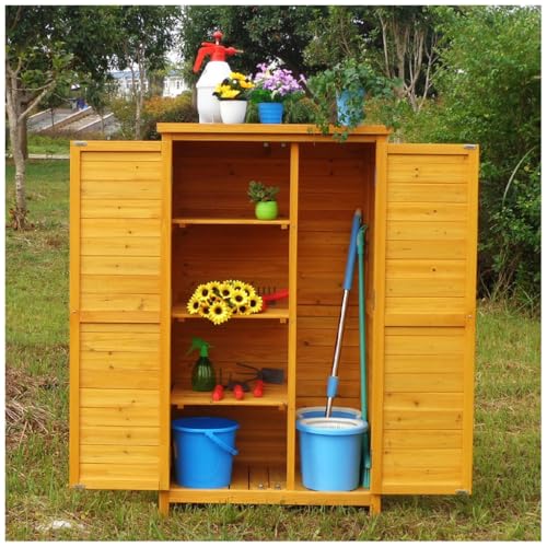 Abri de jardin extérieur jaune avec grand abri à outils
