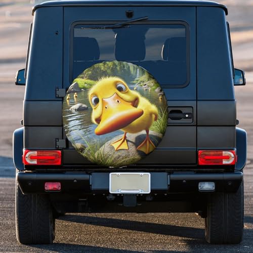 Image of Funny Duck Spare Tire Cover with Unique Print, Weatherproof Wheel Covers Tire Protector, Universal Fit for Rv, Trailer, SUV, Camper Vehicle