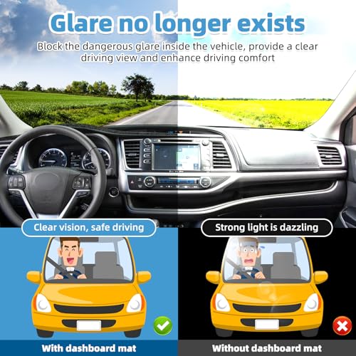 Image of Dash Cover Mat Compatible with Toyota Highlander 2014-2019 Non-Slip Dashboard Cover Mat Sunshade UV Rays Protector Interior Accessories(Not Fit GrandHighlander)