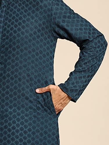 Image of Rajubhai Hargovindas Men Pure Cotton Chikankari Embroidered Straight Kurta