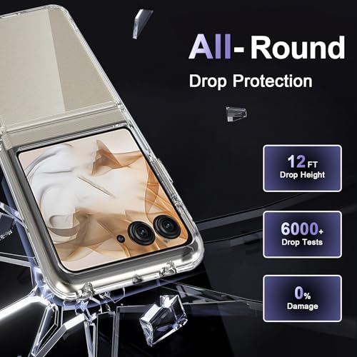 Image of Case for Motorola Razr 2025 /2024, Military Grade Drop Protection Phone Case, Yellowing Resistant, Anti-Scratch Hard PC Back, Shockproof Hard Ultra-Thin Protective Cover, Clear