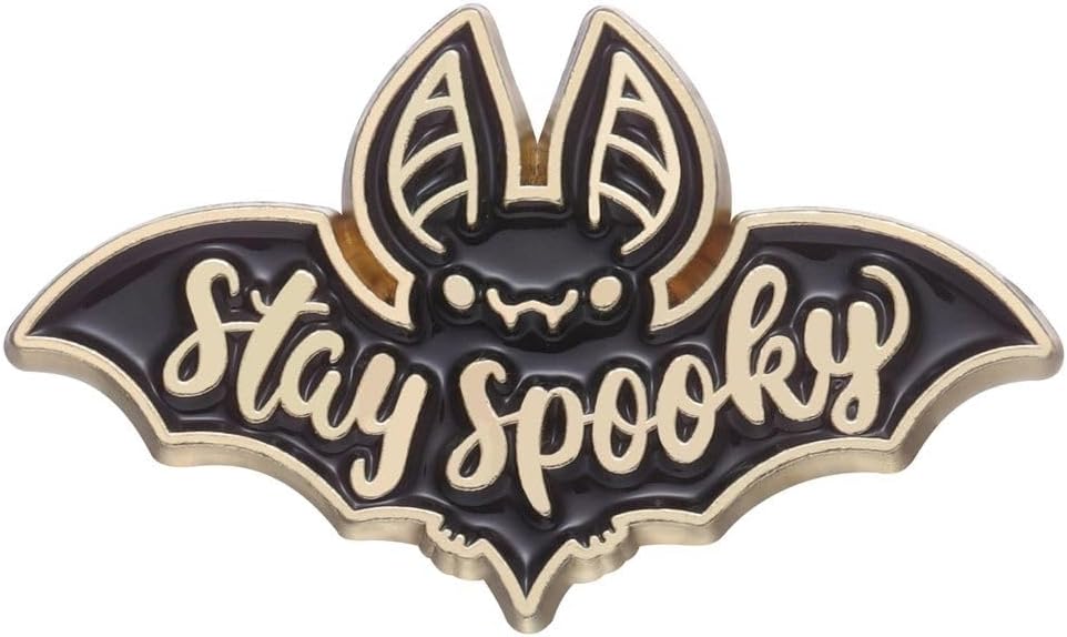 Stay Spooky Bat Brooch Pin Badge Enamel Cute Cartoon Wicca