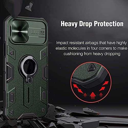 Cloudvalley Compatible With Iphone 12 Pro Max Case With Camera Cover & Kickstand, Duty Military Grade Armor Protection Cover, Built-In 360° Rotate Ring Stand, Impact-Resistant, Shockproof Green #TOP3