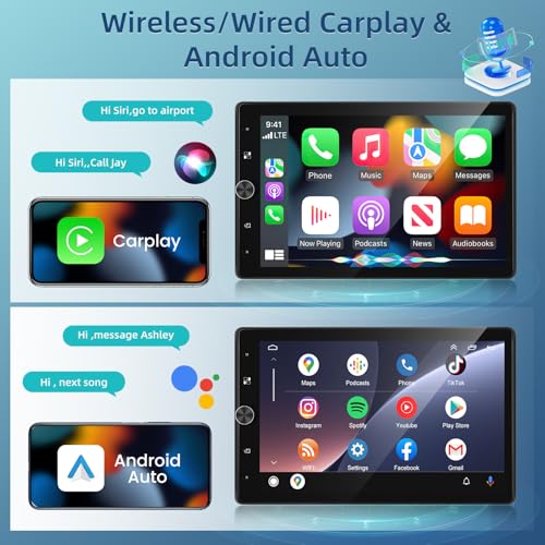 EKAT Single Din Carplay Radio with Wireless Android Auto - 10.4 Inch Rotating Touch Screen Radio with EQ, FM RDS, Mirror Link, Video Output, Steering Wheel Control + Backup Camera - Thumbnail 4