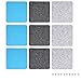 Produktbild Navaris Filz Memoboards Set quadratisch - 9x Filz Pinnwand 17,7x17,7cm mit Stecknadeln und Klebeband - Filzboard für Küche und Büro - Grau Blau