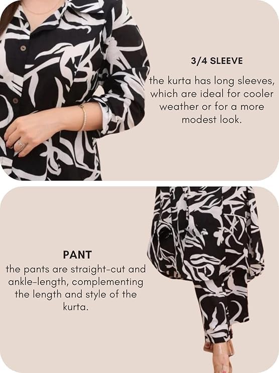 Image of GRECIILOOKS Co ord set for women stylish | Anarkali Kurta-Set - Viscose Printed Kurta & Straight Pant | kurtis| Festive Indian Traditional Outfit Dress for Functions & Puja | Trendy Travel & Streetwear Look for Woman | 3 /4 Half Sleeve